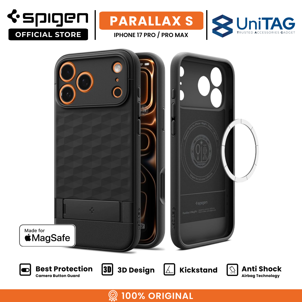 Spigen iPhone 17 Pro Max Case Parallax S MagFit - Matte Black ACS09911