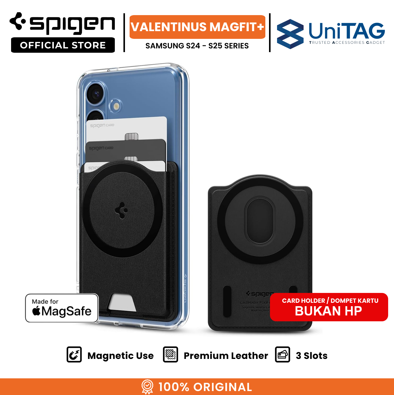 Spigen Galaxy S25 Series Card Holder Magsafe Valentinus MagFit+ Wallet (3 Card) - Black AFA09205