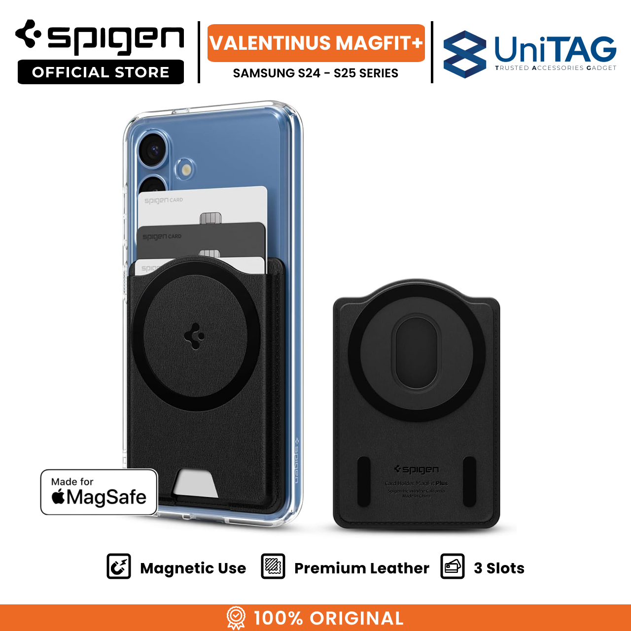 Spigen Galaxy S25 Series Card Holder Magsafe Valentinus MagFit+ Wallet (3 Card) - Black AFA09205