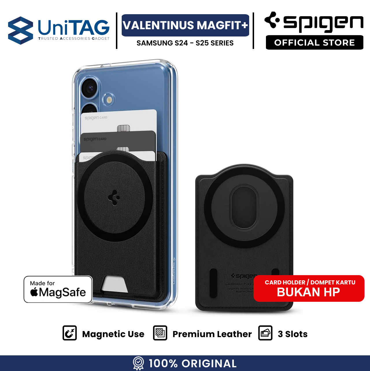 Spigen Galaxy S25 Series Card Holder Magsafe Valentinus MagFit+ Wallet (3 Card) - Black AFA09205