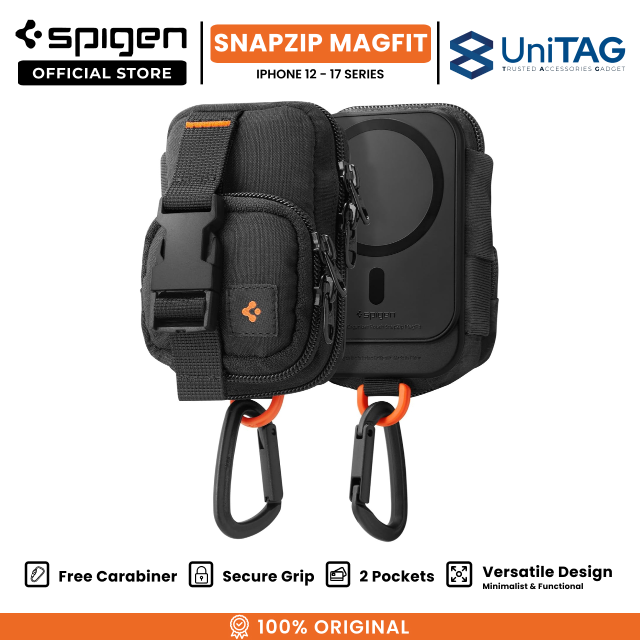 Spigen Card Holder Magsafe Portable Organizer Pouch SnapZip MagFit - Black AFA09338