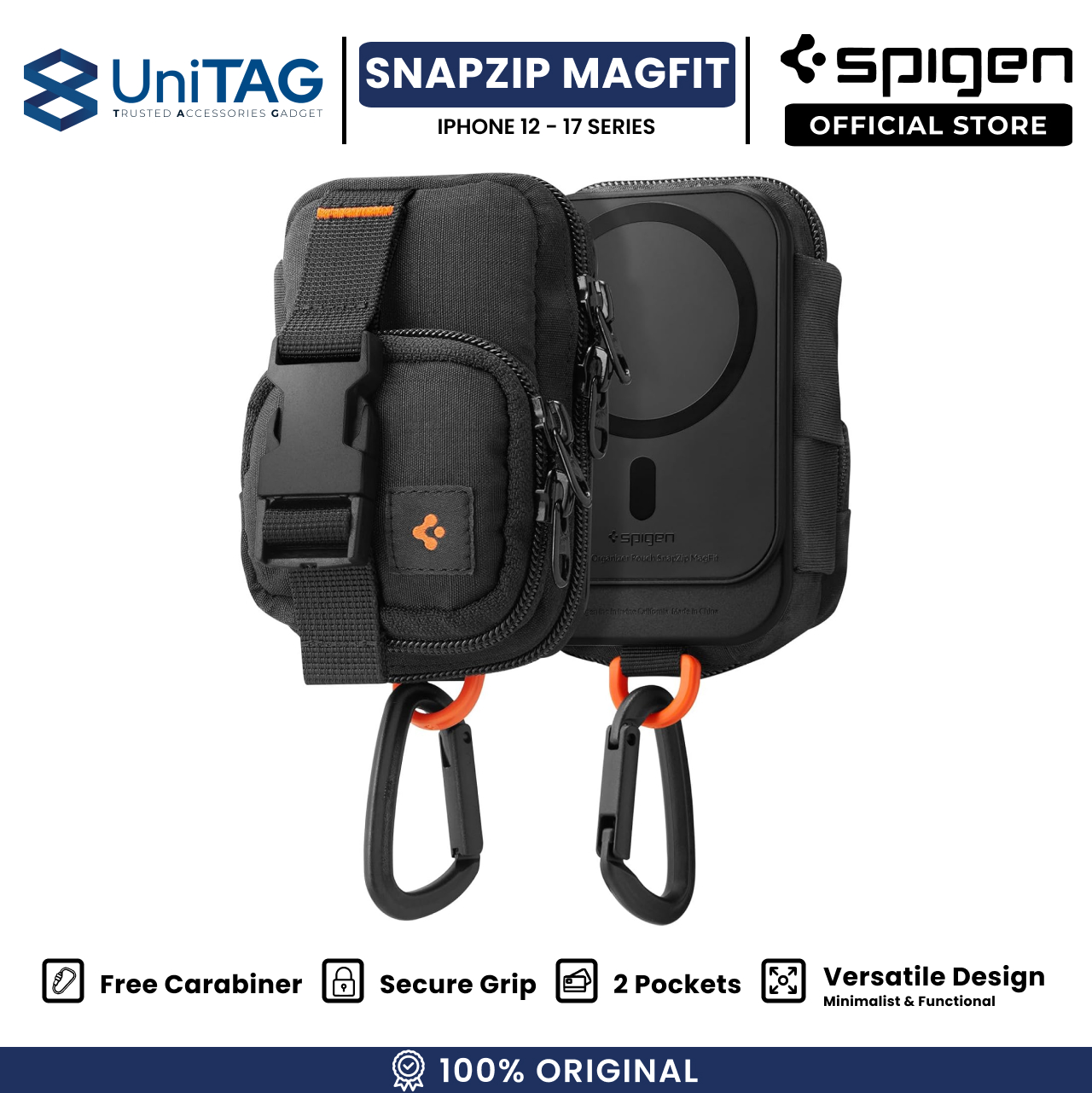 Spigen Card Holder Magsafe Portable Organizer Pouch SnapZip MagFit - Black AFA09338