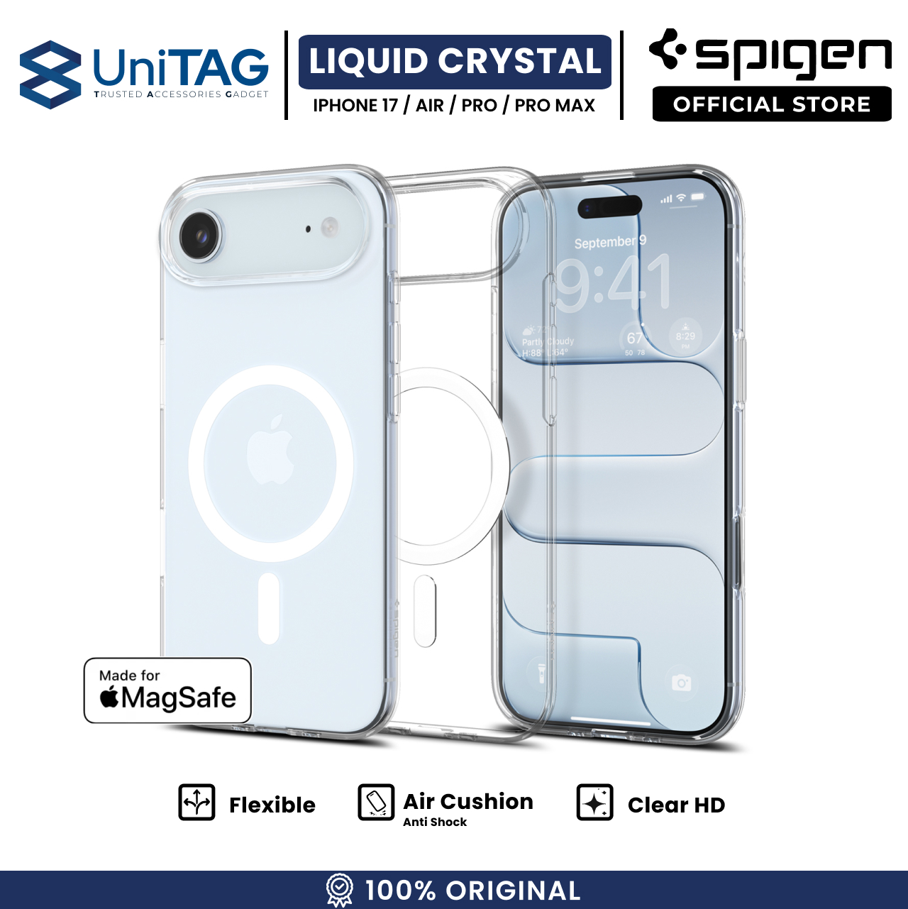 Spigen iPhone 17 Pro Case Liquid Crystal MagFit - Clear White ACS10396 (Offline SKU)