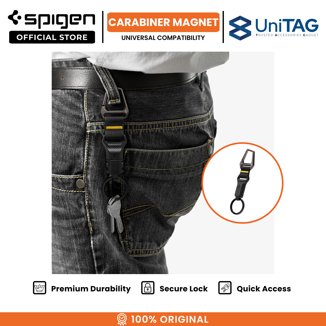 Spigen Carabiner Magnetic Key Ring - Black AHP06846