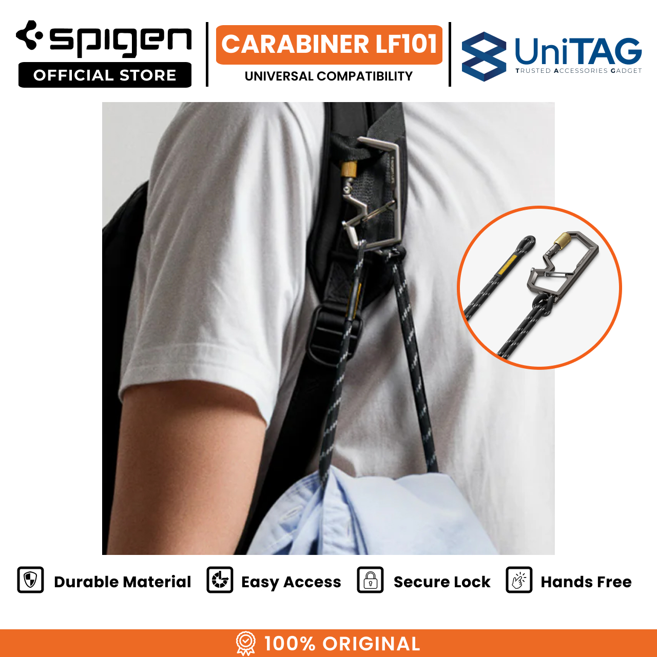 Spigen Carabiner With Key Ring 2nd Gen - Gunmetal AHP08894