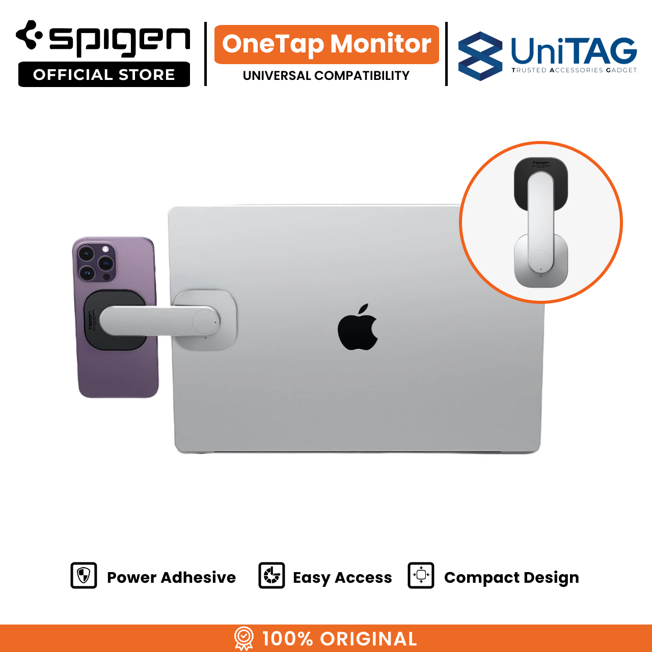 Spigen Magnetic Phone Holder OneTap Monitor / Laptop Mount S312 - Silver AMP06049