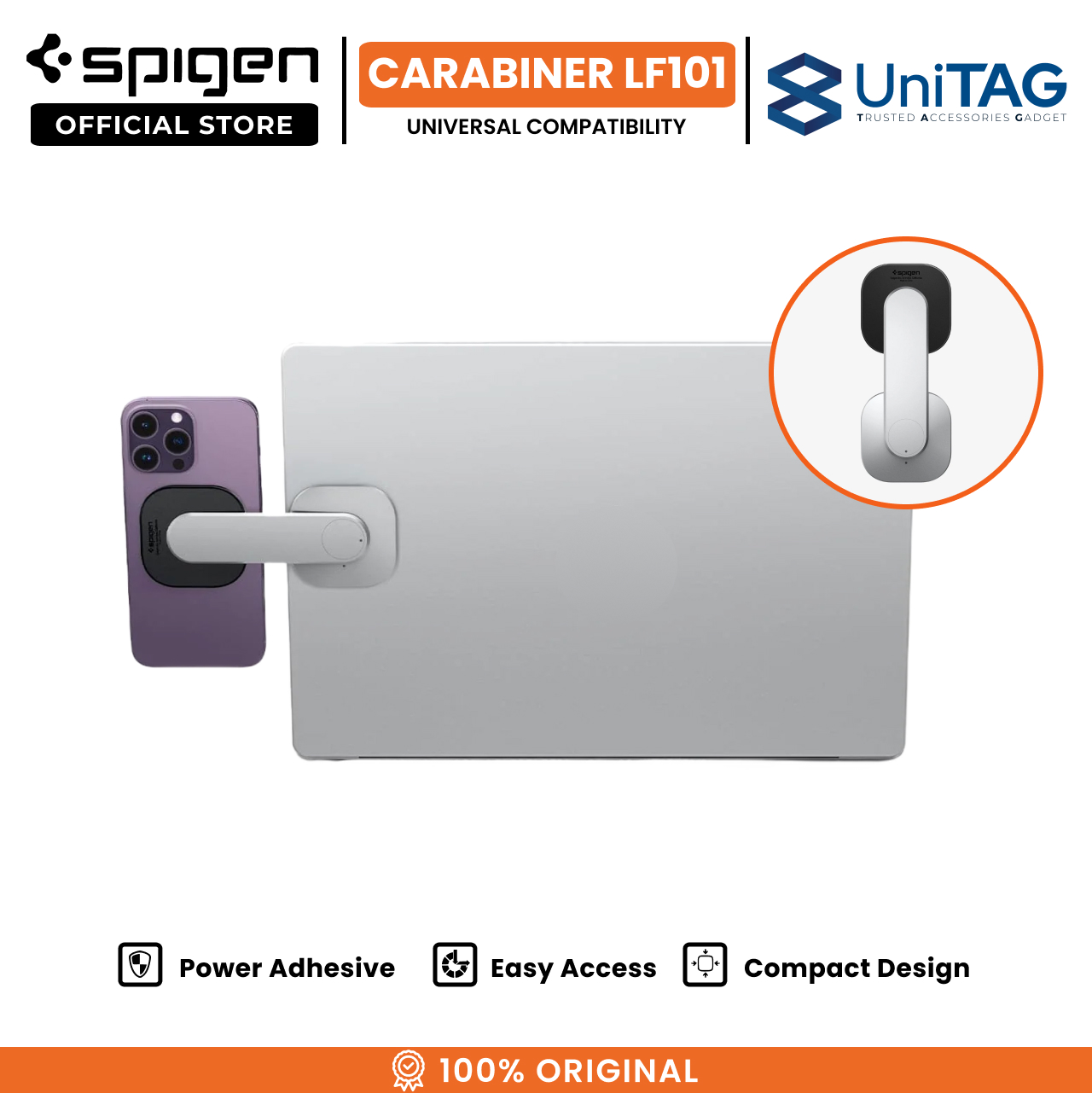 Spigen Magnetic Phone Holder OneTap Monitor / Laptop Mount S312 - Silver AMP06049
