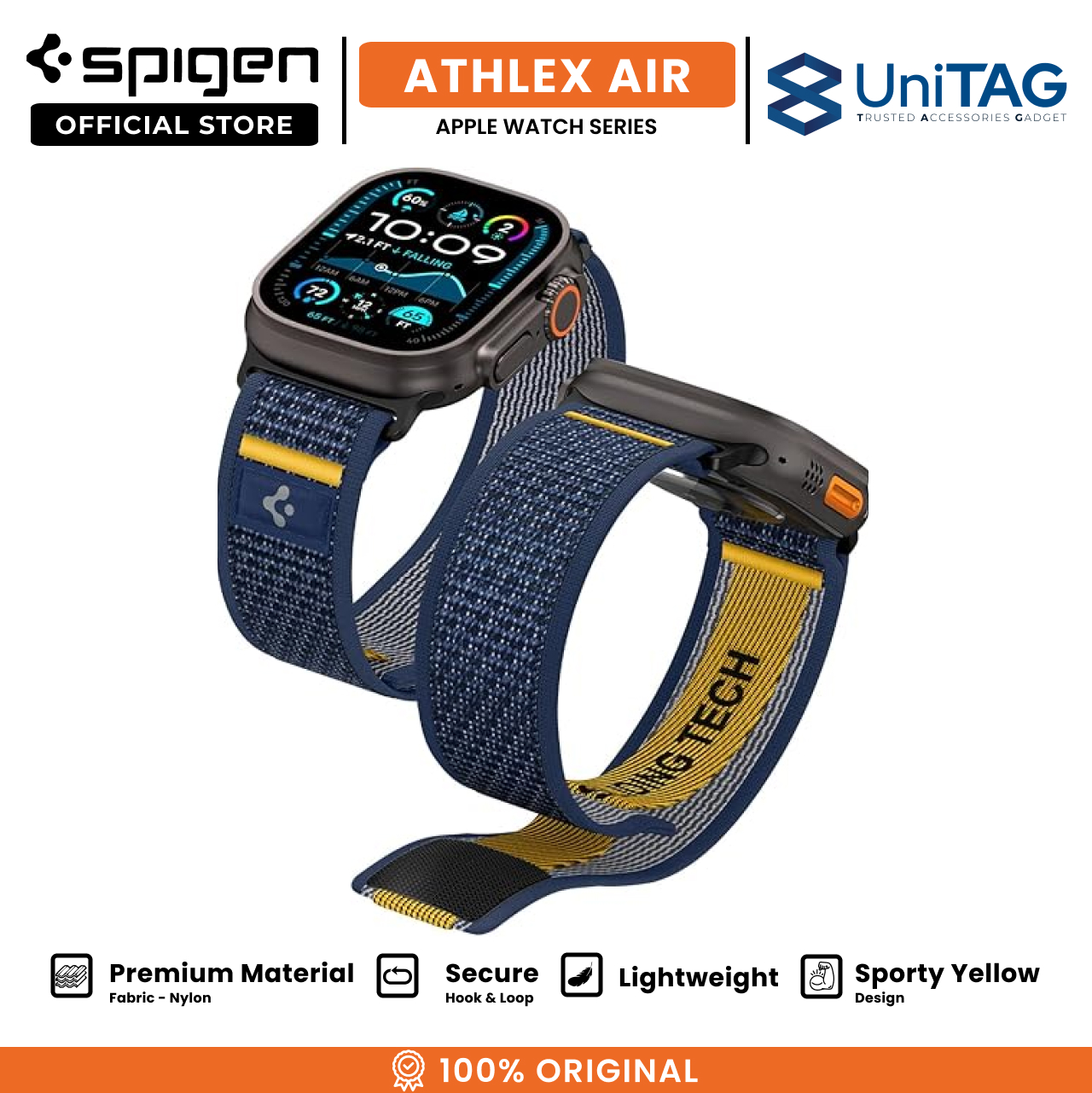 Spigen Apple Watch 49mm / 46mm / 45mm / 44mm / 42mm (Series 3 / 2 / 1) Strap Band Athlex Air - Active Navy AMP09036