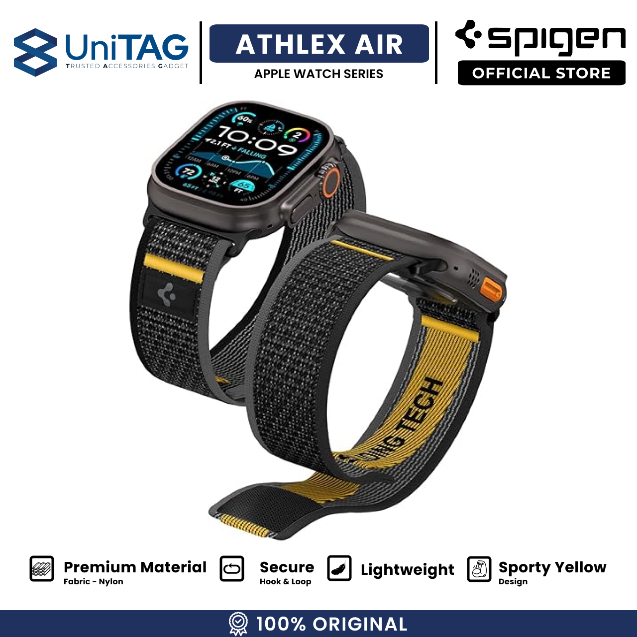 Spigen Apple Watch 49mm / 46mm / 45mm / 44mm / 42mm (Series 3 / 2 / 1) Strap Band Athlex Air - Active Black AMP09033-1