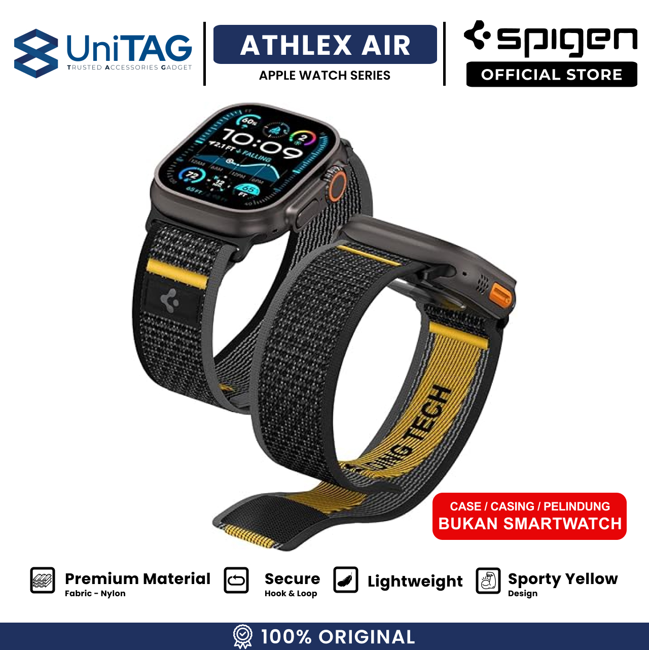 Spigen Apple Watch 49mm / 46mm / 45mm / 44mm / 42mm (Series 3 / 2 / 1) Strap Band Athlex Air - Active Black AMP09033-1