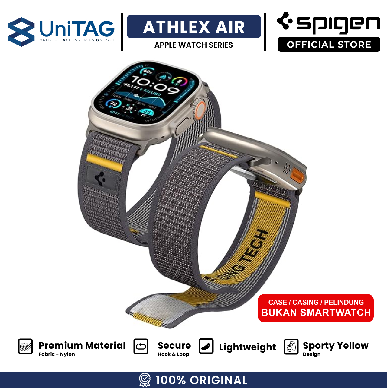 Spigen Apple Watch 49mm / 46mm / 45mm / 44mm / 42mm (Series 3 / 2 / 1) Strap Band Athlex Air - Active Gray AMP09034