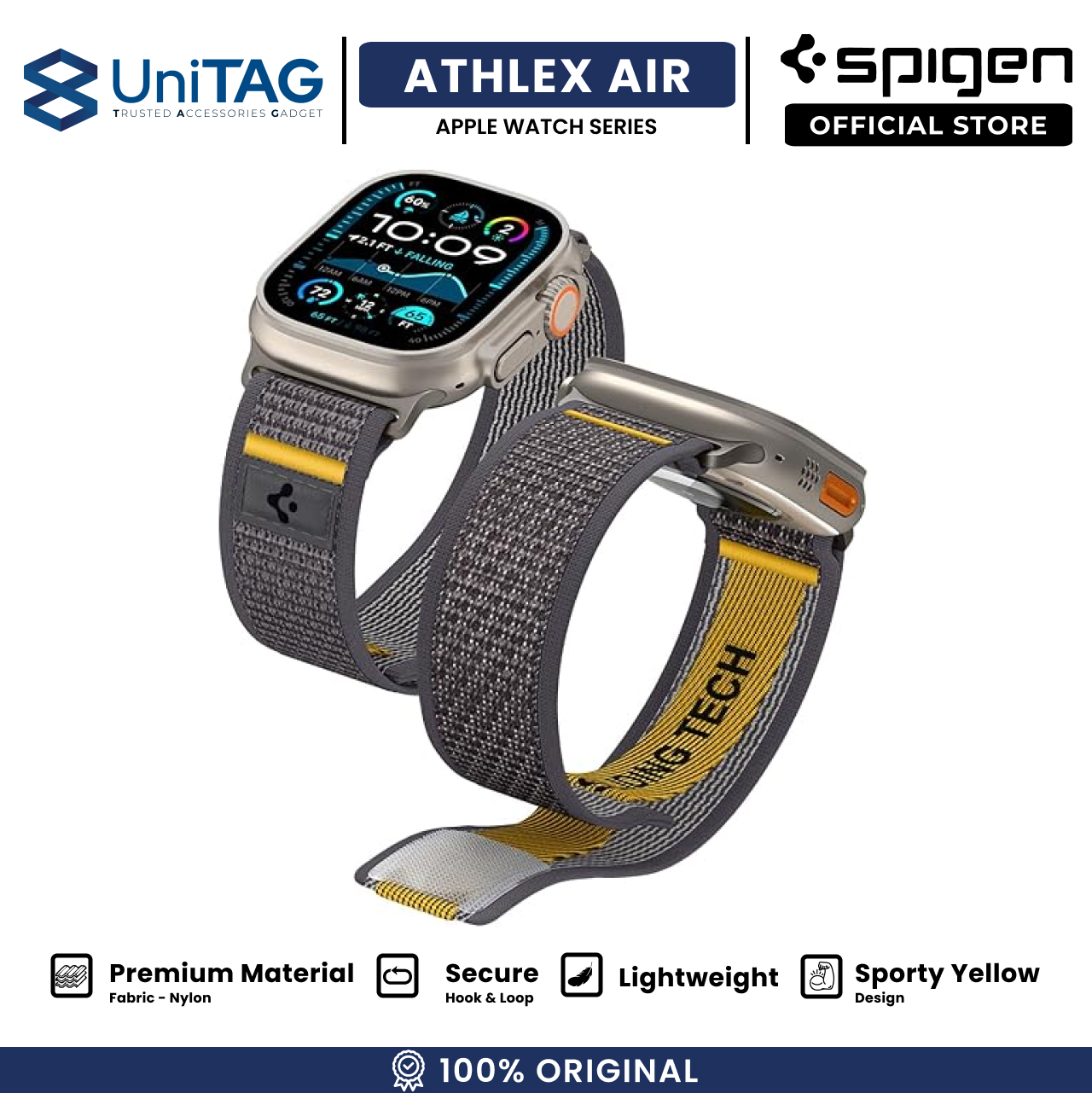 Spigen Apple Watch 49mm / 46mm / 45mm / 44mm / 42mm (Series 3 / 2 / 1) Strap Band Athlex Air - Active Gray AMP09034