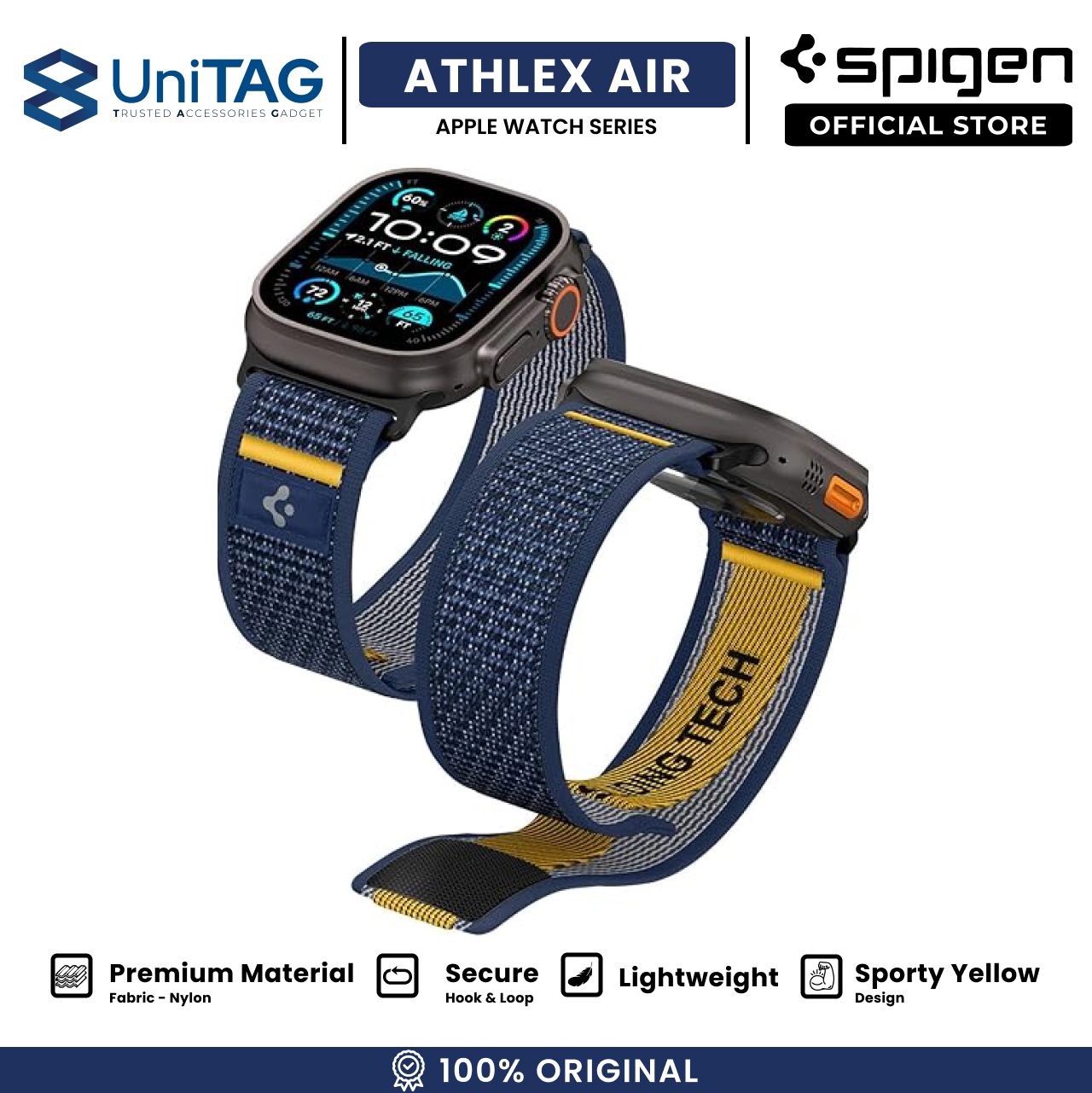 Spigen Apple Watch 49mm / 46mm / 45mm / 44mm / 42mm (Series 3 / 2 / 1) Strap Band Athlex Air - Active Navy AMP09036