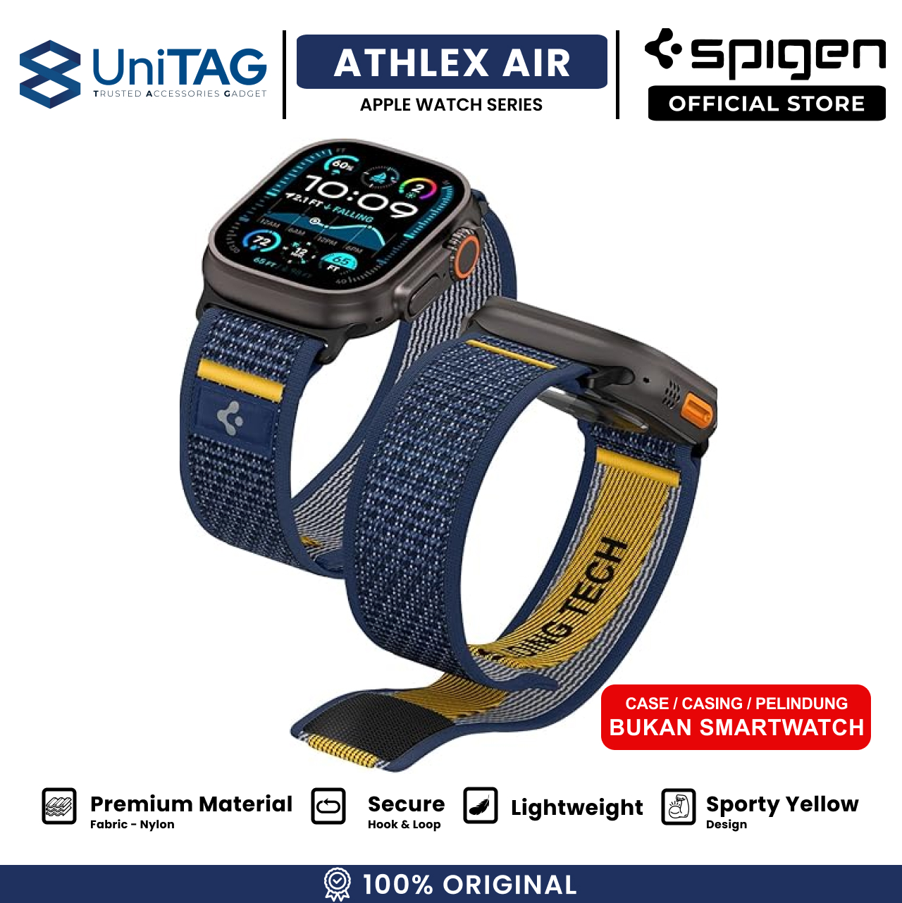 Spigen Apple Watch 49mm / 46mm / 45mm / 44mm / 42mm (Series 3 / 2 / 1) Strap Band Athlex Air - Active Navy AMP09036