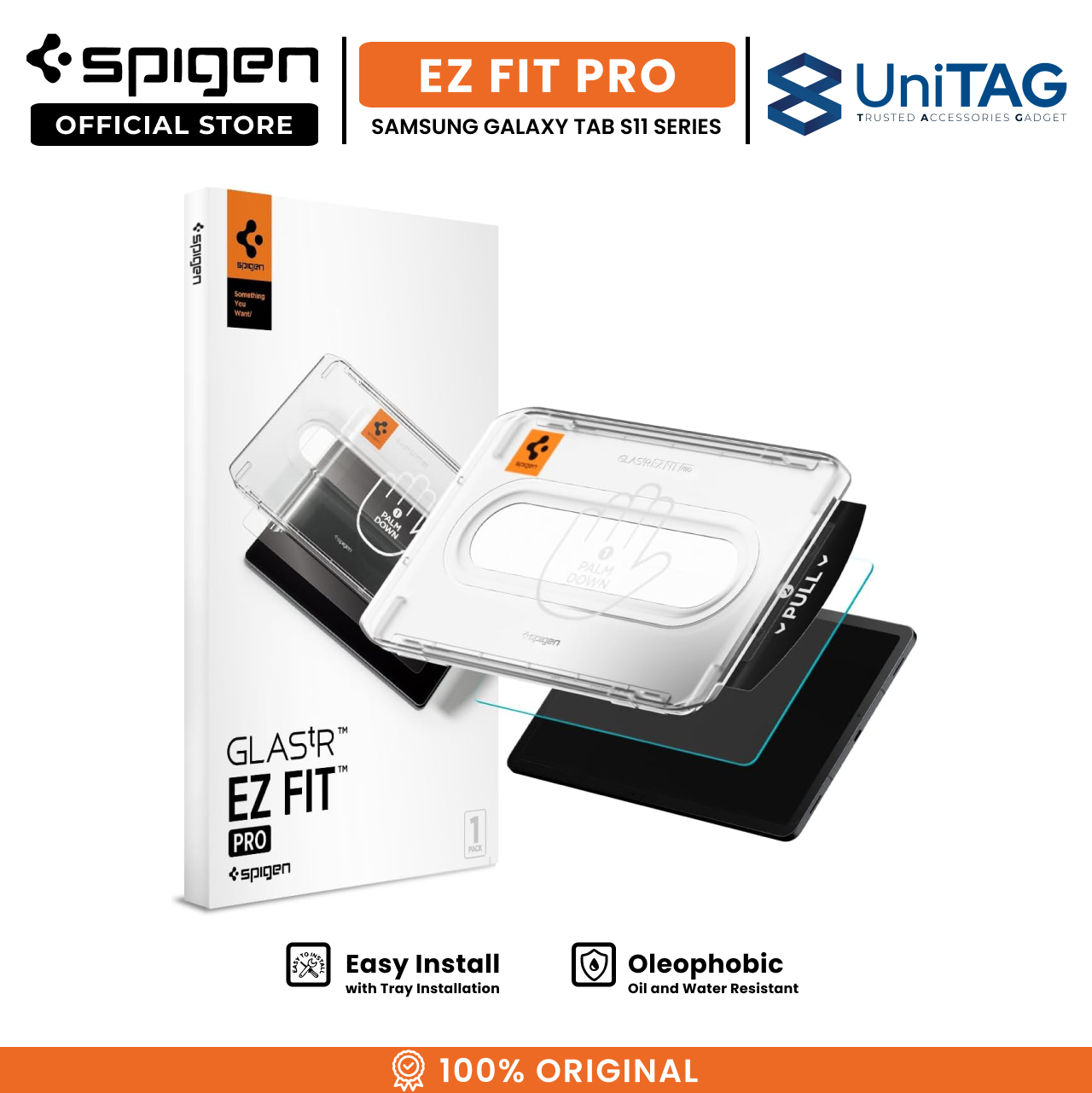 Spigen Galaxy Tab S11 Ultra Tempered Glass with Tray 1 Pack GlastR EZ Fit Pro - Transparency AGL10200