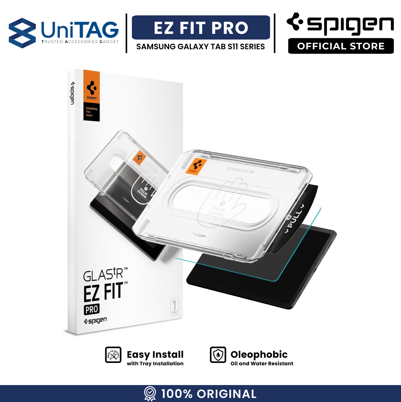 Spigen Galaxy Tab S11 Tempered Glass with Tray 1 Pack GlastR EZ Fit Pro - Transparency AGL10198