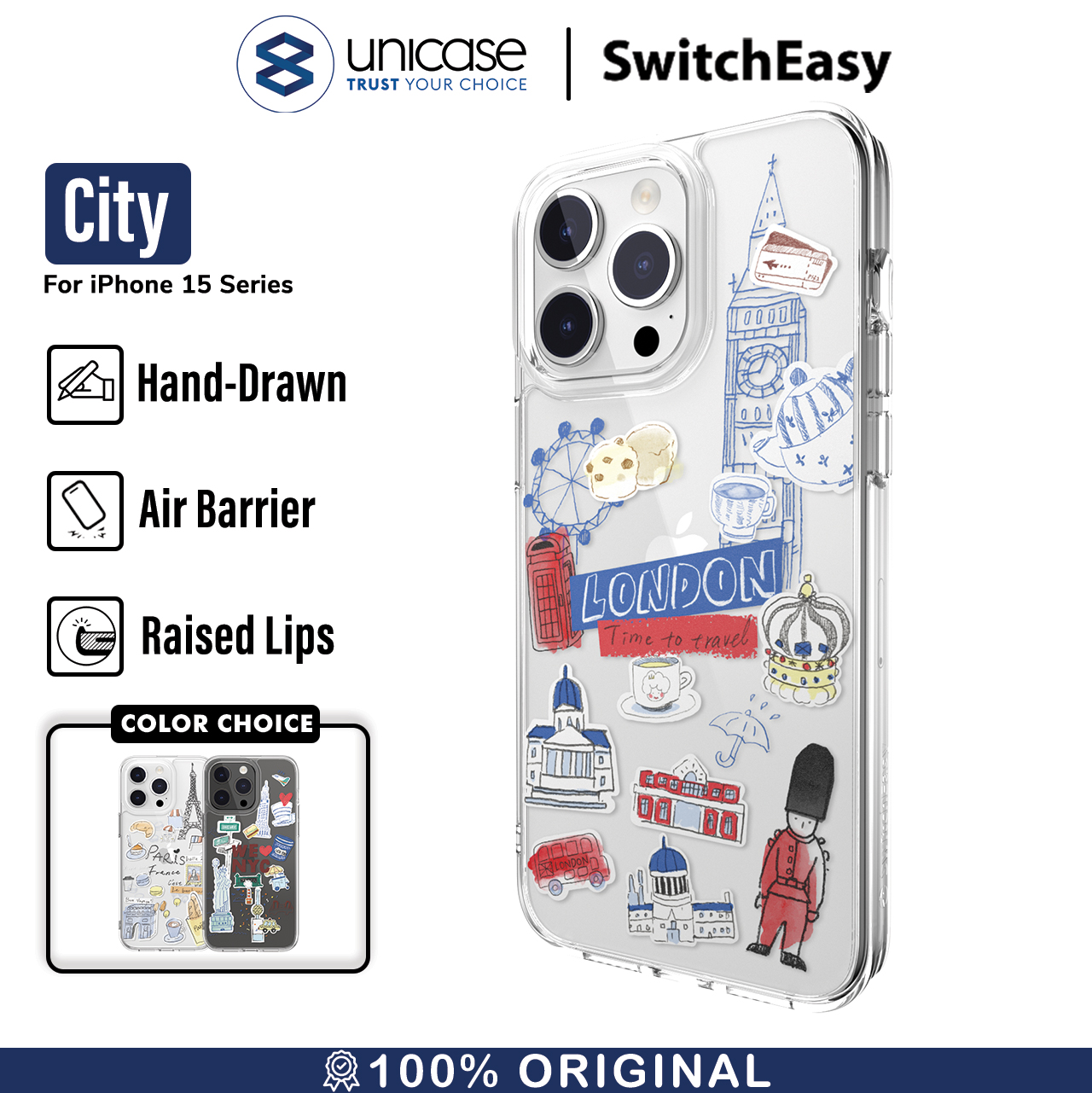 Case iPhone 15 Pro Max Plus SwitchEasy City Slim Motif Clear Casing