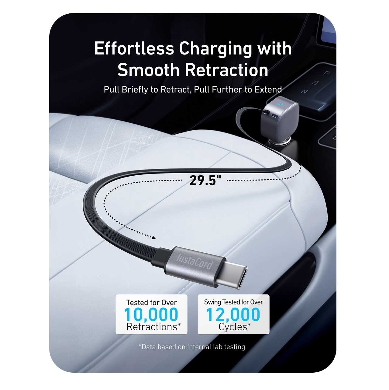 Anker Car Charger 2C Built-in Retractable Cable USB C 75W - Gray A2738HA2