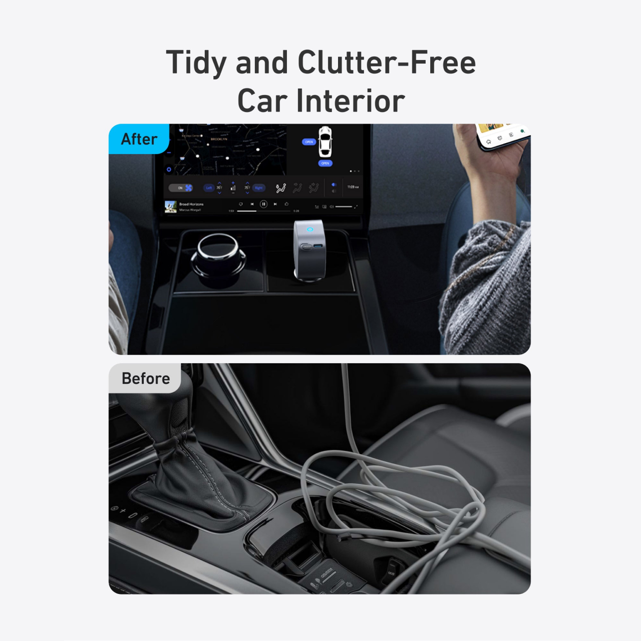 Anker Car Charger 2C Built-in Retractable Cable USB C 75W - Gray A2738HA2