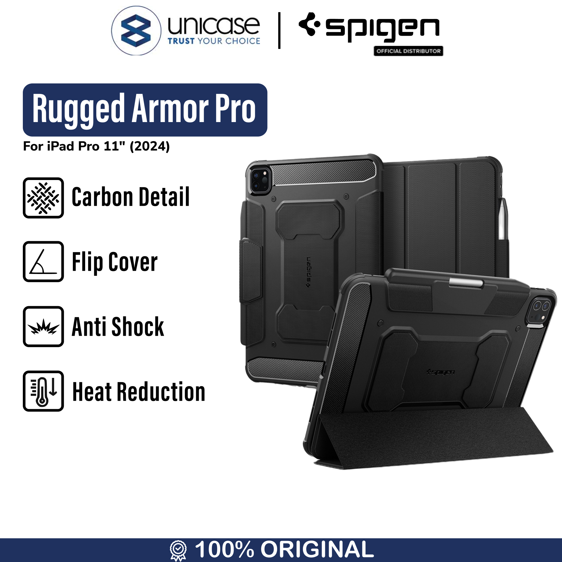 Spigen iPad Pro 11" (2024) Case Rugged Armor Pro - Black ACS07017-1