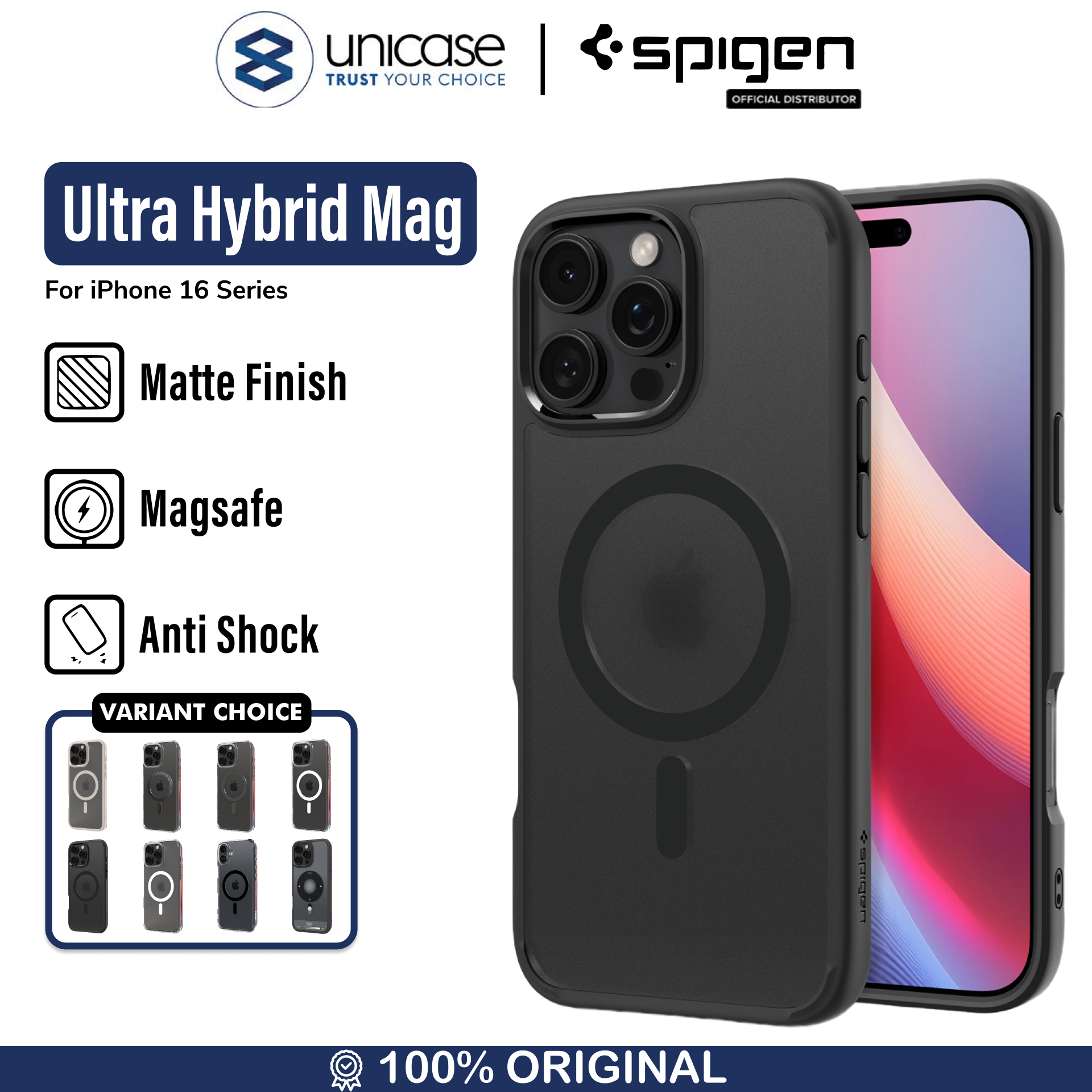 Spigen iPhone 16 Pro Max Case Magsafe Ultra Hybrid MagFit - Frost Black ACS08003