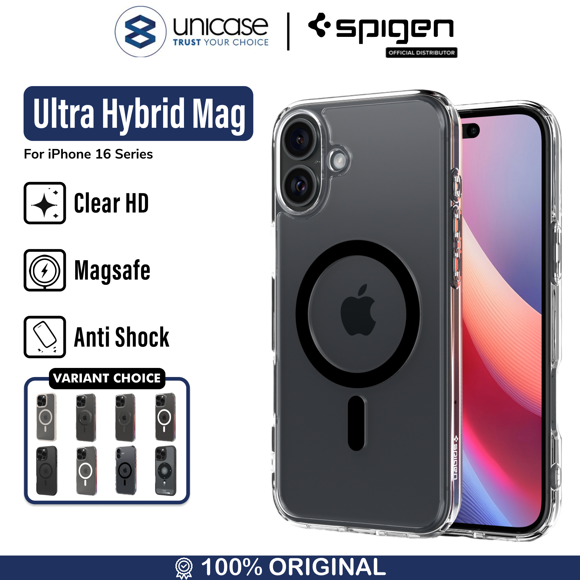 Spigen iPhone 16 Case Magsafe Ultra Hybrid MagFit - Black ACS08206