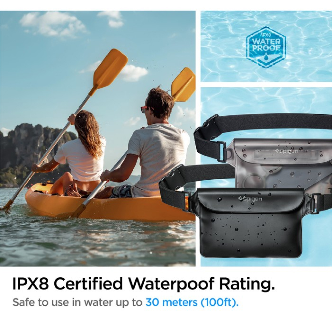 Tas Selempang Pinggang Pria Spigen Waistbag Aqua Shield Sport Waterproof Travel Durable multifungsi
