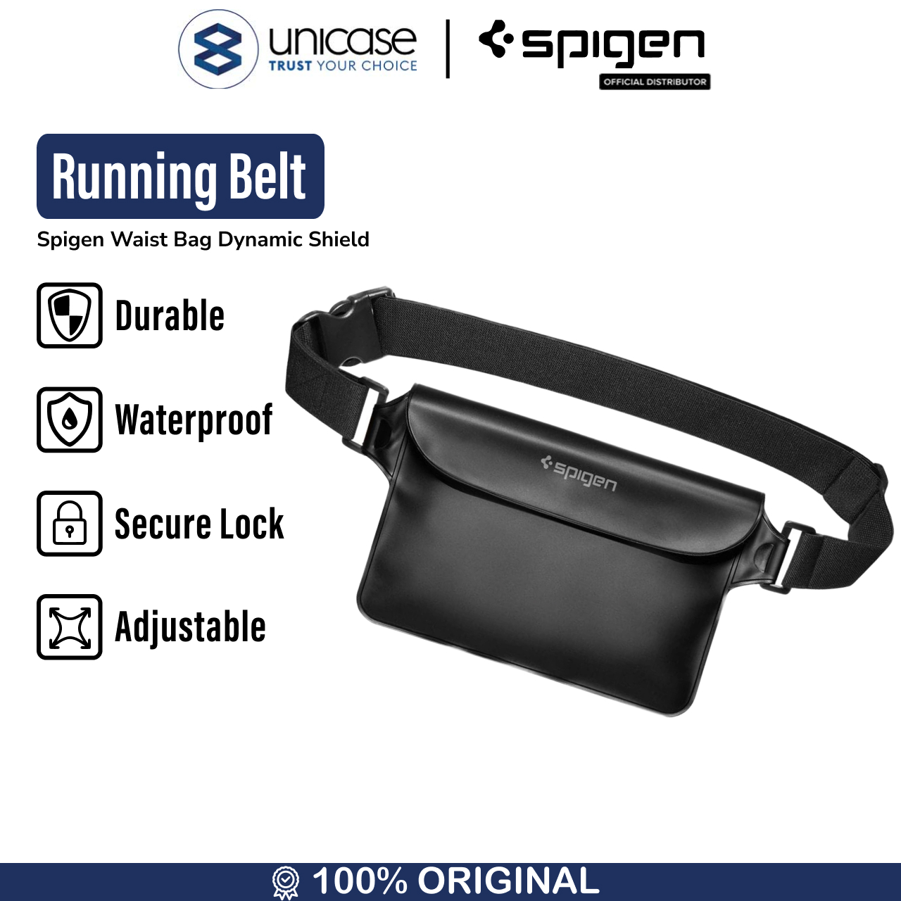 Spigen Tas Waist Bag Aqua Shield A620 WaterProof Pouch Bag - Black AMP04532