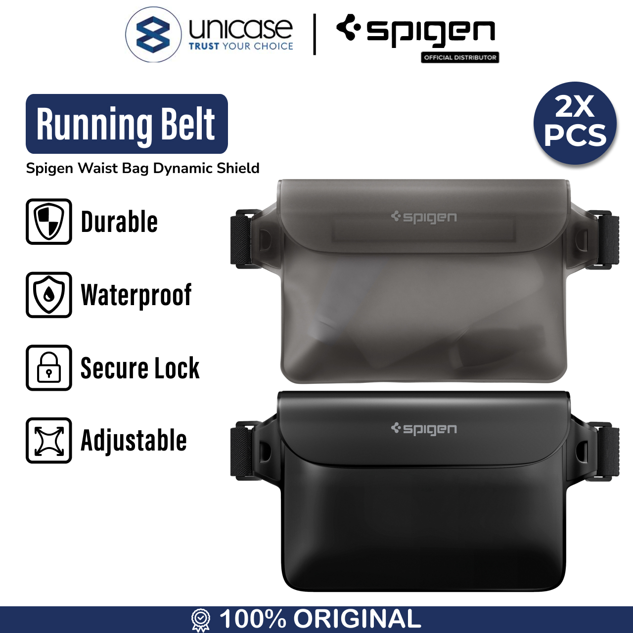 Tas Selempang Pinggang Pria Spigen Waistbag Aqua Shield Sport Waterproof Travel Durable multifungsi