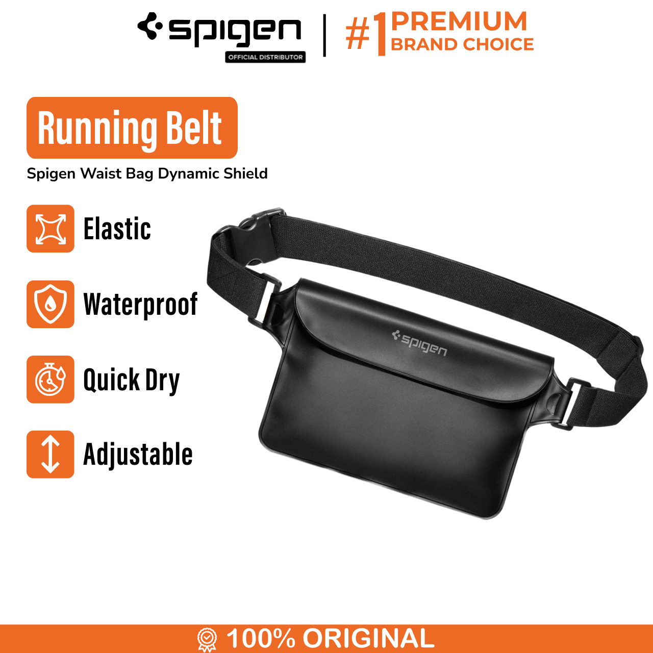 Spigen Tas Waist Bag Aqua Shield A620 WaterProof Pouch Bag - Black AMP04532
