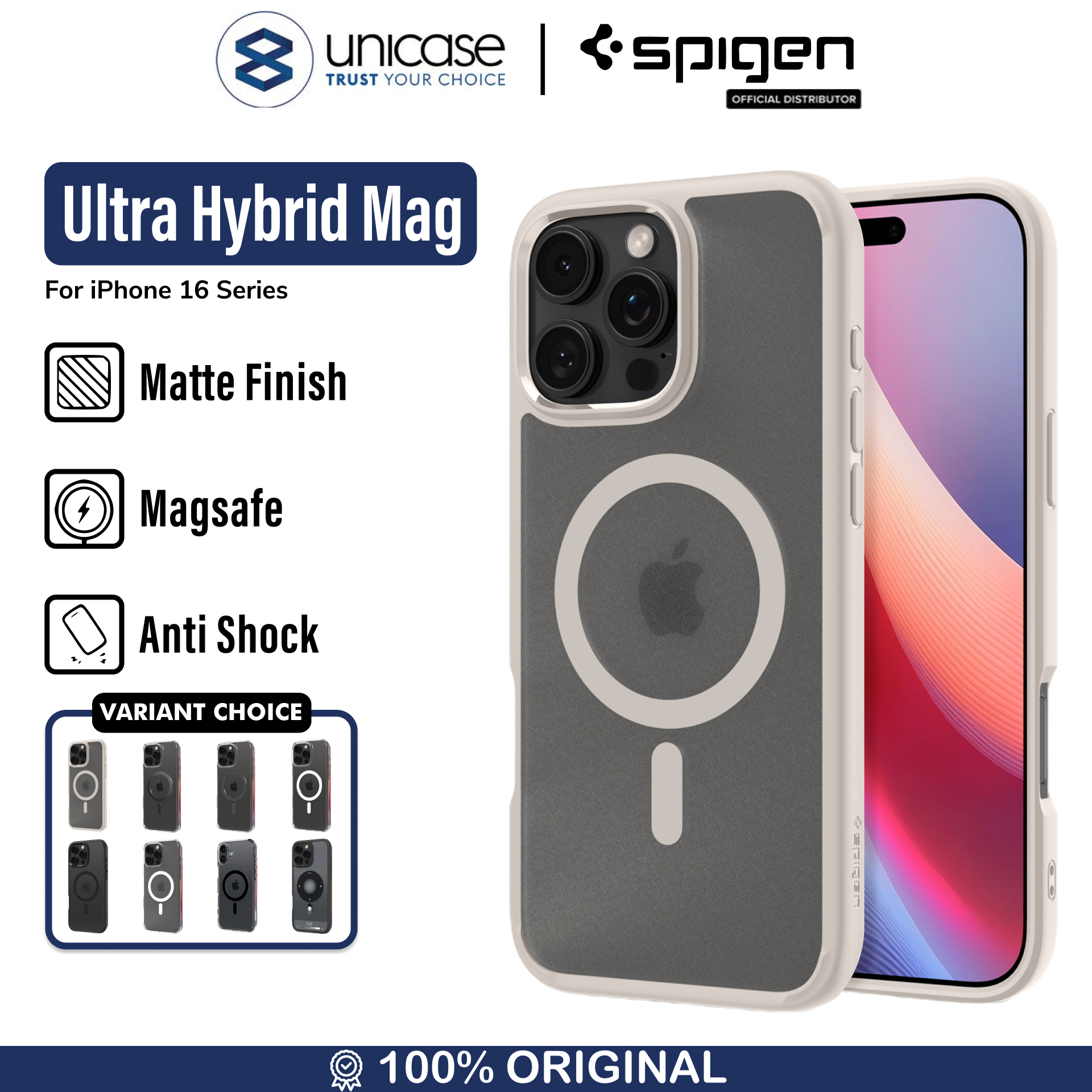 Spigen iPhone 16 Pro Max Case Magsafe Ultra Hybrid MagFit - Frost Natural Titanium ACS08382