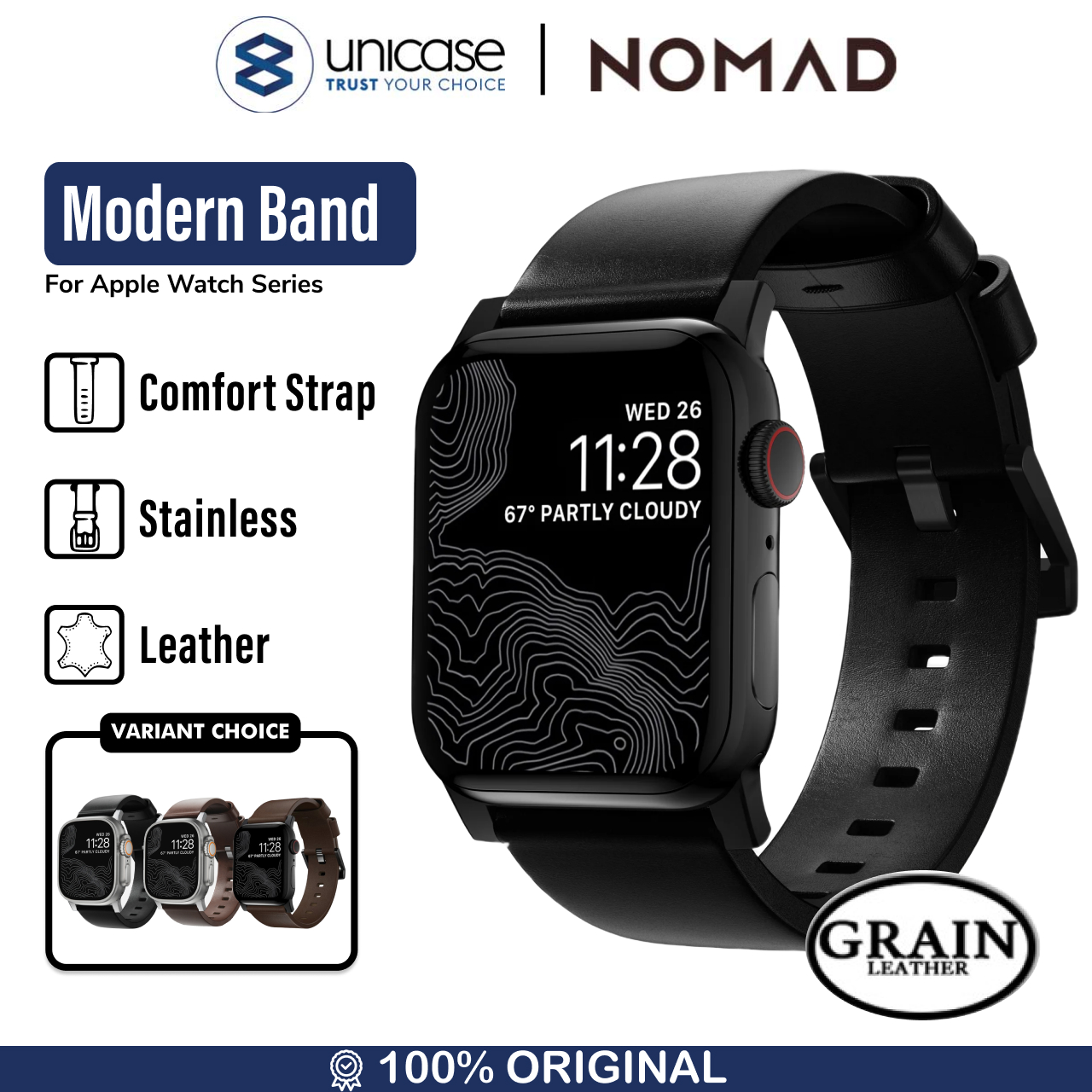 Strap Apple Watch Ultra 2 9/8 49/45/41mm Nomad Modern Horween Leather