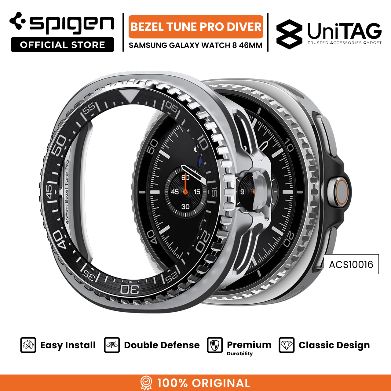Spigen Galaxy Watch 8 Classic (46mm) Bezel Tune Diver - Black ACS10014