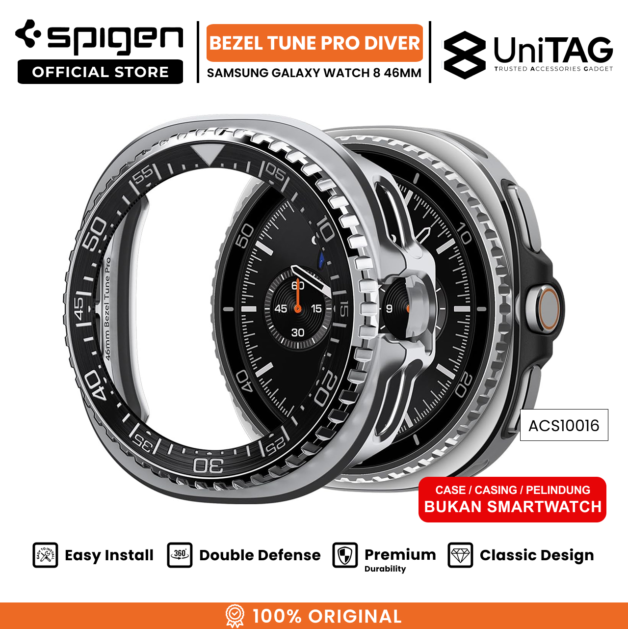 Spigen Galaxy Watch 8 Classic (46mm) Case Bezel Tune Pro Diver - Black ACS10016