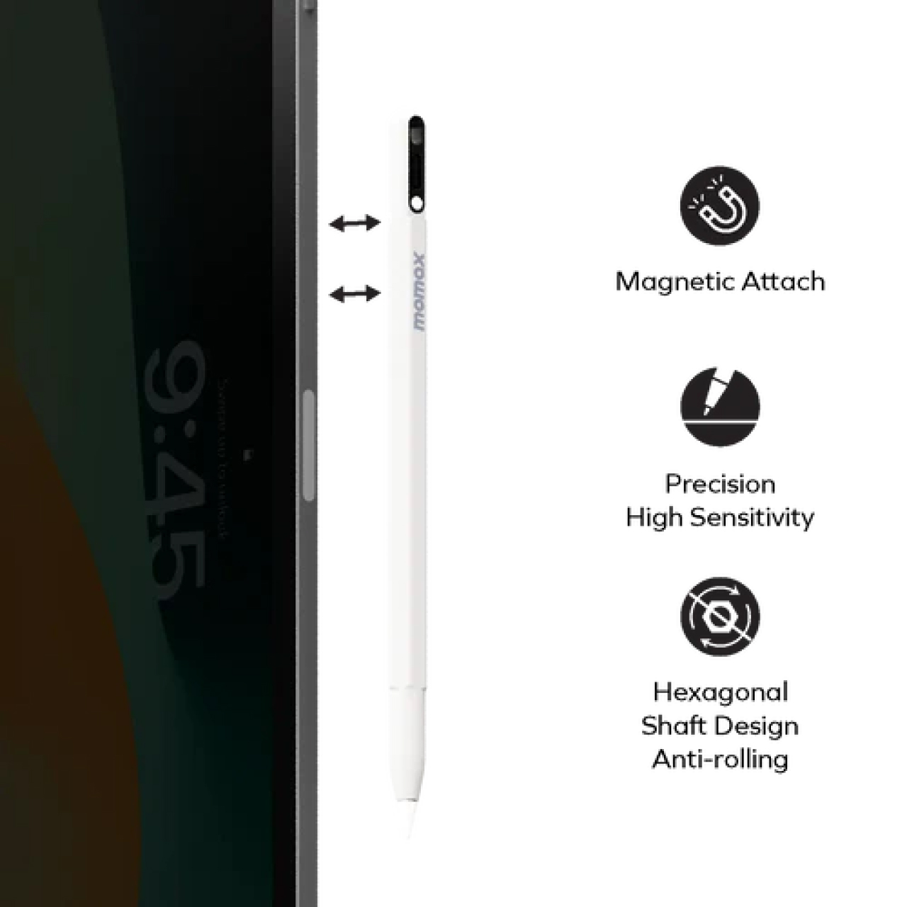 Momax Stylus Pen Mag.Link Pop Magnetic (New Version) - Black TP10AD