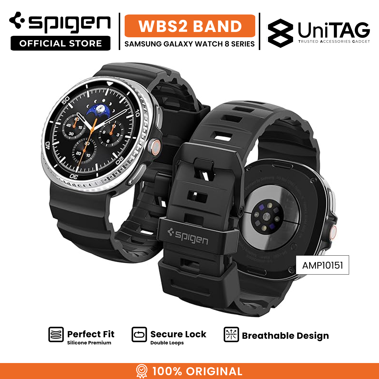 Spigen Galaxy Watch 8 (40 / 44 / 46mm) Strap Band WBS2 - Black AMP10151