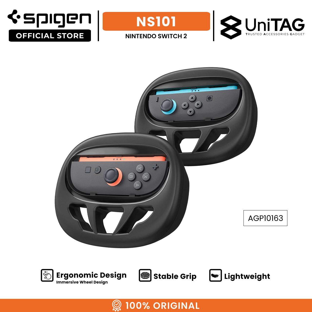 Spigen Nintendo Switch 2 Joy-Con Grip Steering Wheel NS101 - Black AGP10163