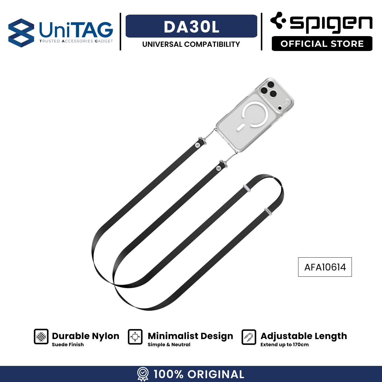 Spigen Strap Crossbody Lanyard for iPhone 17 Series Strap + Connector DA30L - Black AFA10614