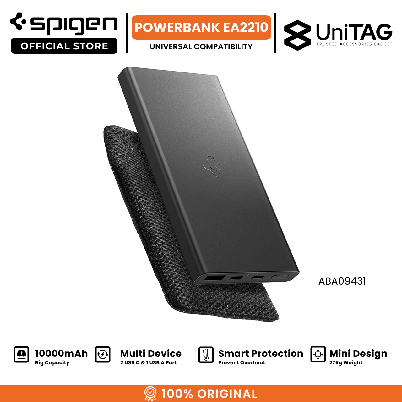 Spigen Powerbank Essential 10000mAh 22.5W EA2210 - Alloy Black ABA09431