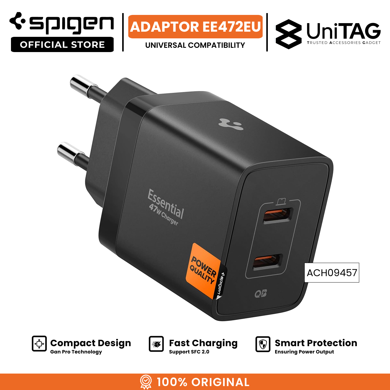 Spigen Wall Charger 47W 2C Essential EE472EU - Black ACH09457