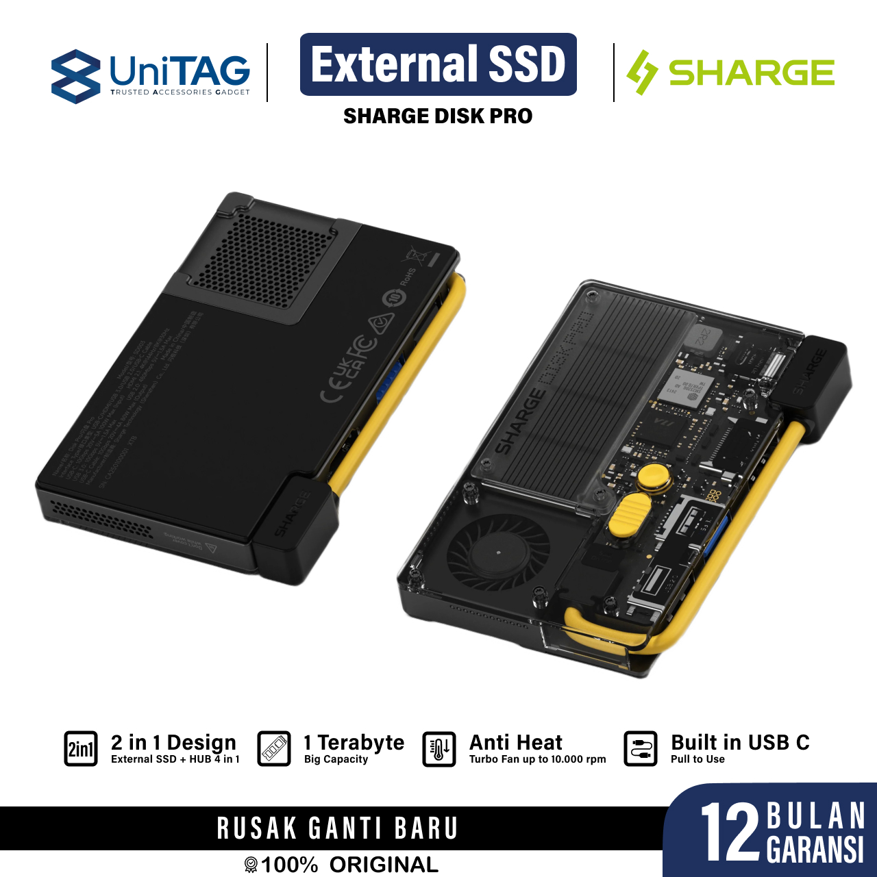 Sharge SSD HUB Magnetic Disk Pro SD003 1TB - Black Yellow YPH-SG-1TB-SPpro-HUA