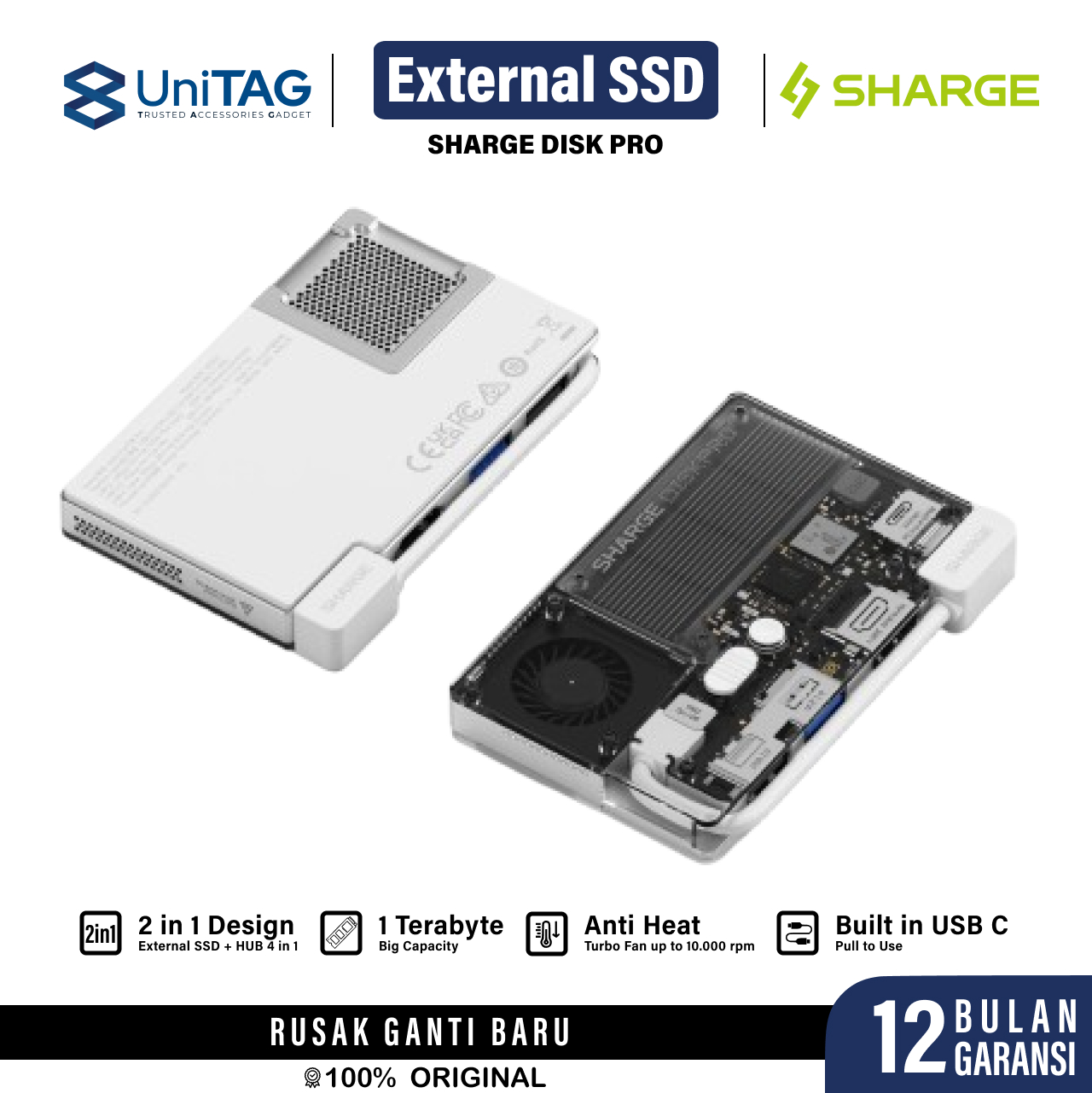 Sharge SSD HUB Magnetic Disk Pro SD003 1TB - White YPH-SG-1TB-SPpro-BAI