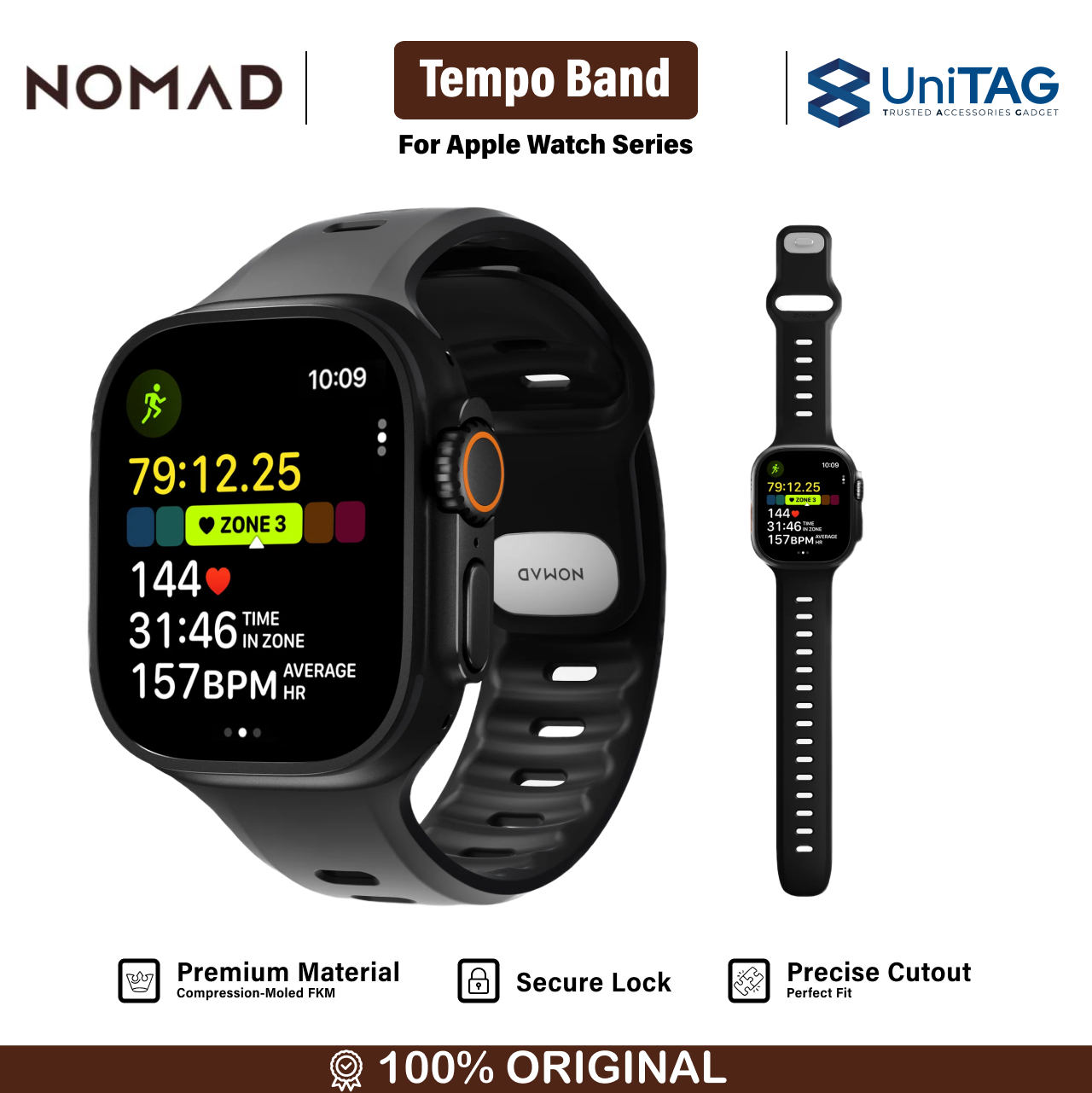 Nomad Apple Watch 46mm / 45mm / 44mm / 42mm (Series 3 / 2 / 1) Tempo Band - Black NM011444858