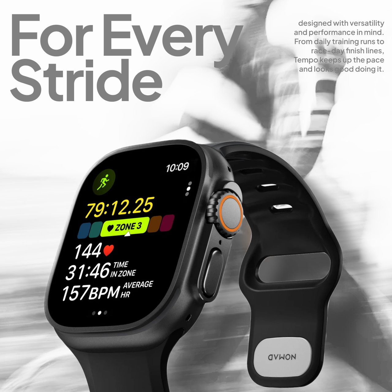 Nomad Apple Watch 49mm (Series 3 / 2 / 1) Tempo Band - Black NM011482858