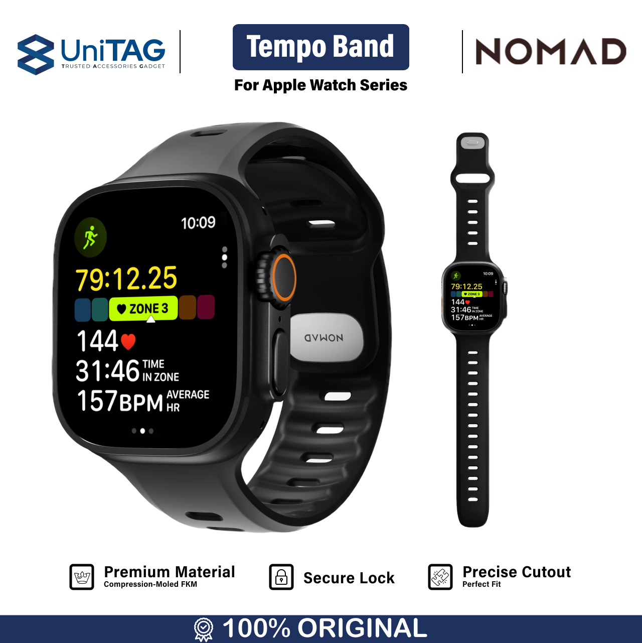 Nomad Apple Watch 49mm (Series 3 / 2 / 1) Tempo Band - Black NM011482858