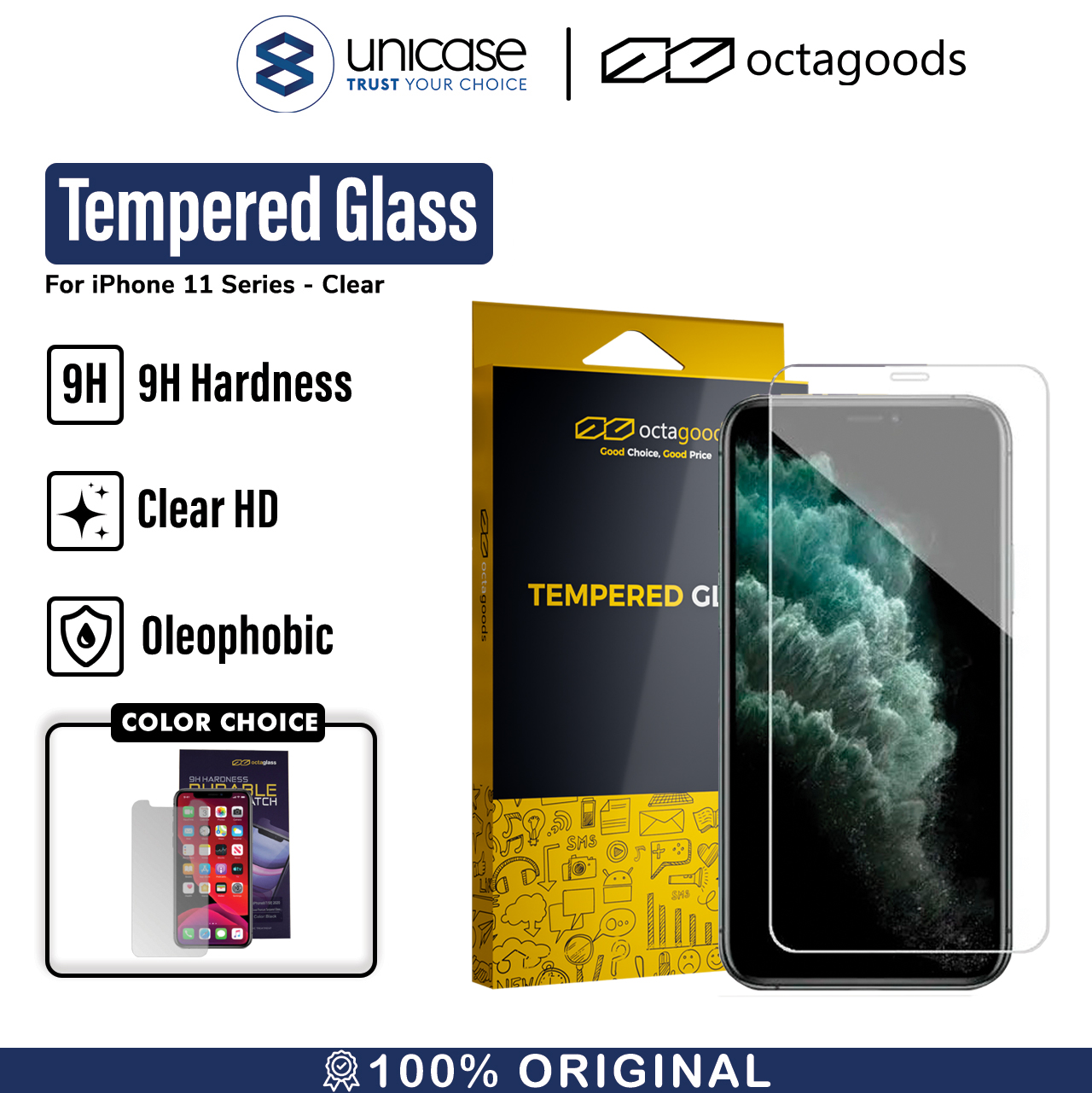 Octagoods iPhone 11 Pro / XS / X Tempered Glass 2.5D Full Cover - Clear PG3520