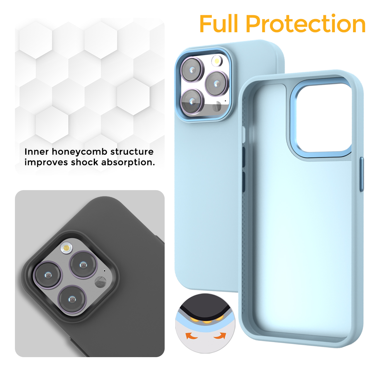 Case iPhone 14 Pro Max Plus Octagoods Metal Silicone Hybrid Soft Matte