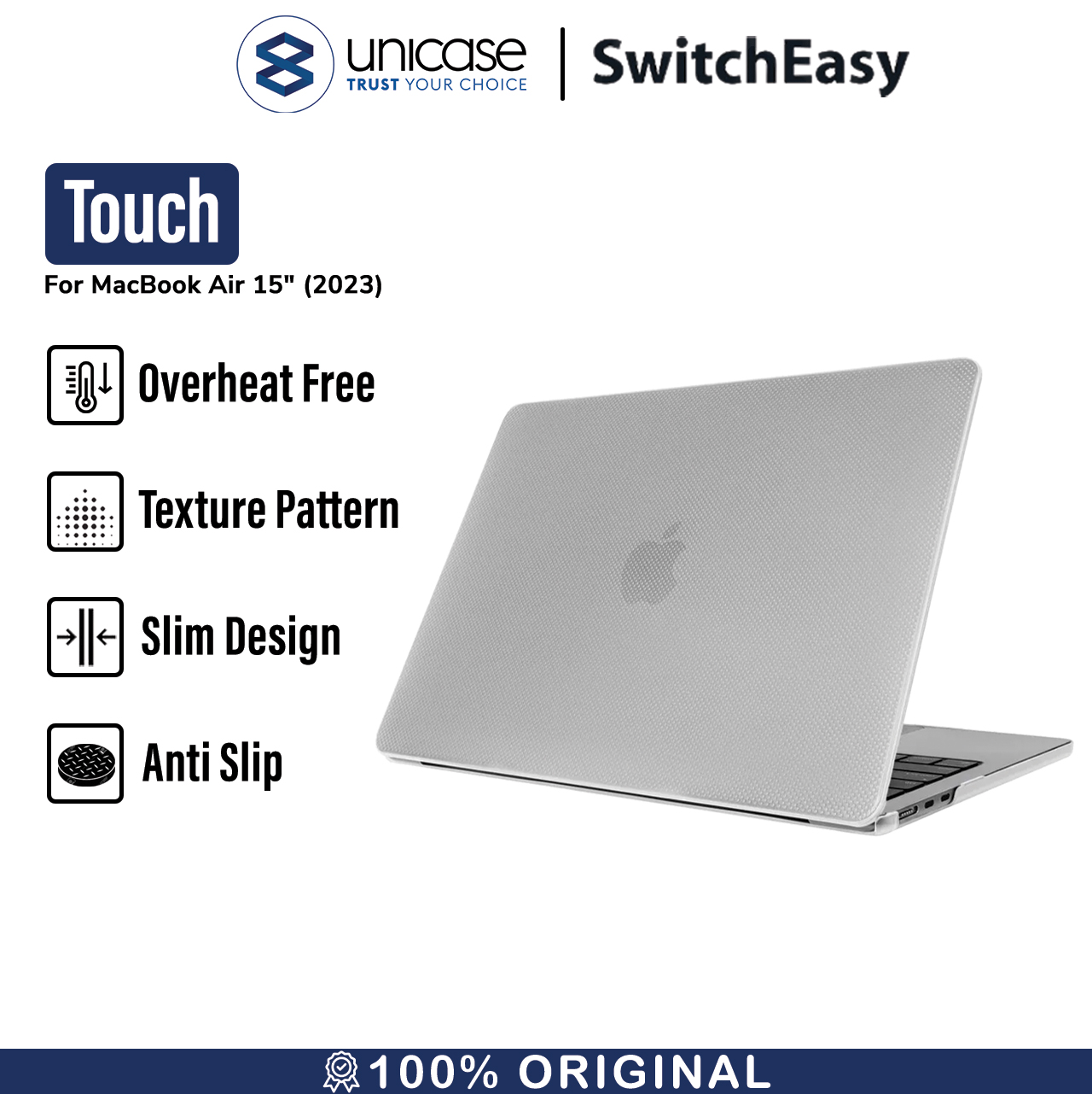 Case Macbook Air 15 M2 2023 SwitchEasy Touch Slim Cover Hard Casing