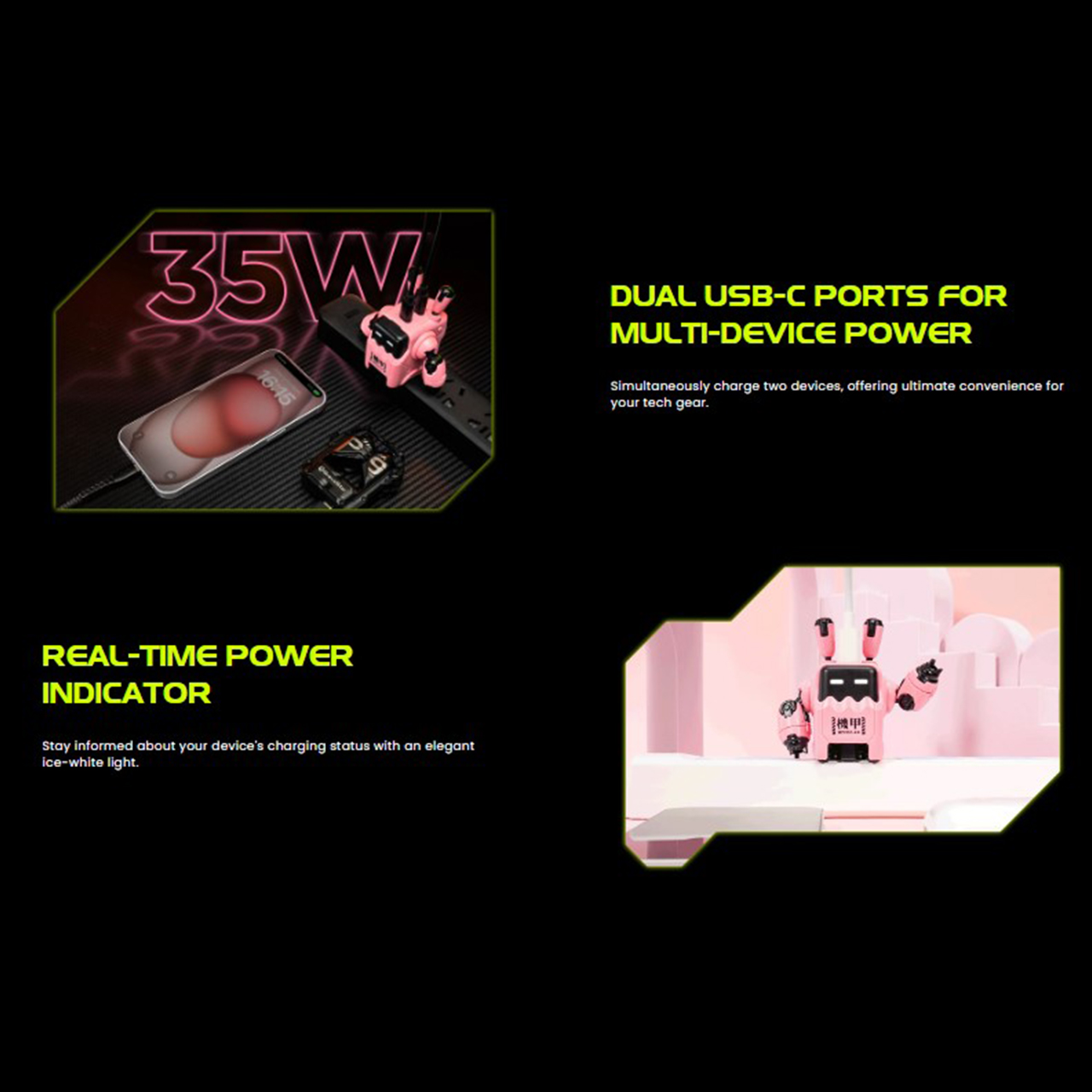Gravastar Adaptor 35W GaN Fast Charger EU Delta35 - Down White GRAVASTAR A35_WHT_EUK-0