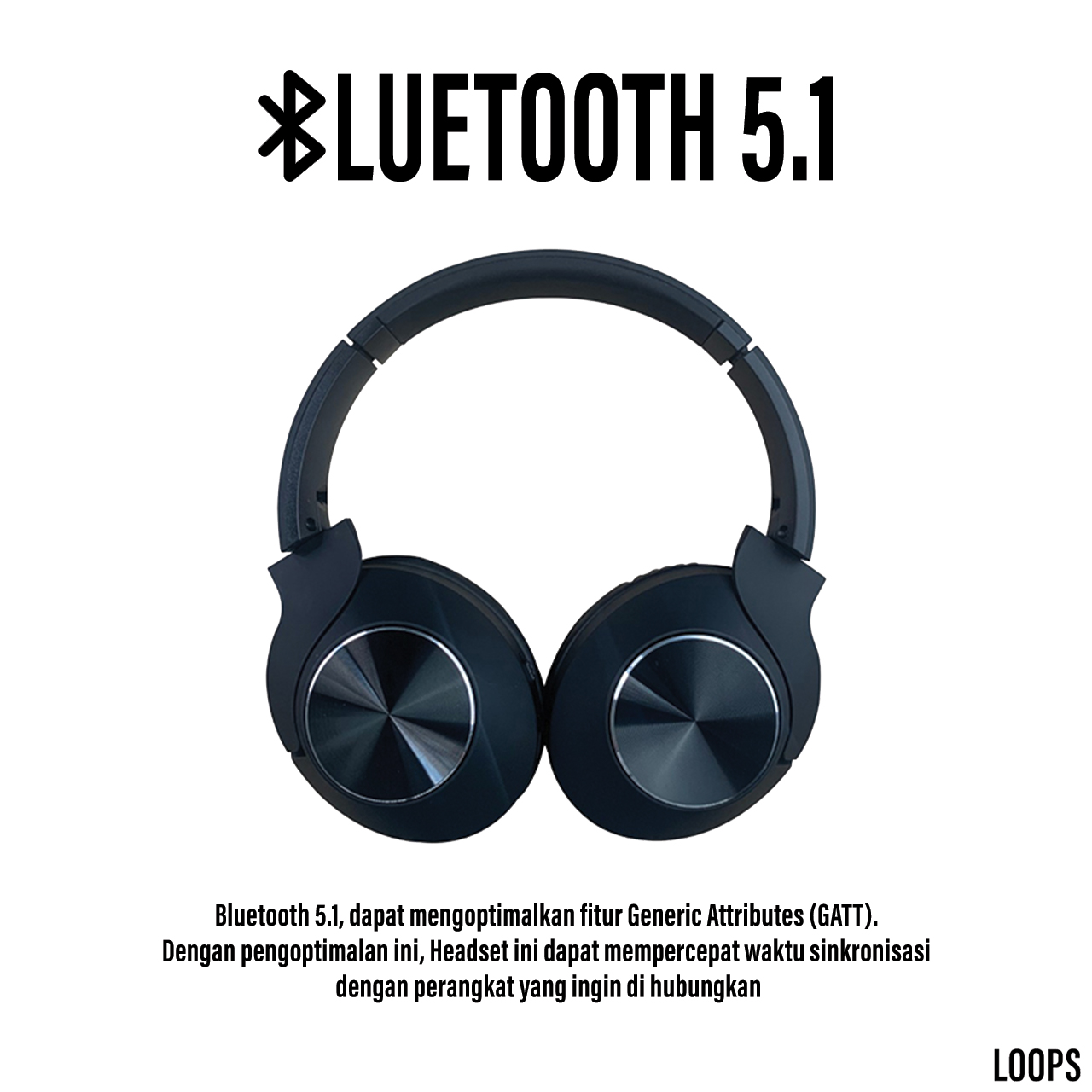 Headphone Bluetooth 5.1 Loops Macaron X09 On Ear Mic Audio HD Earphone